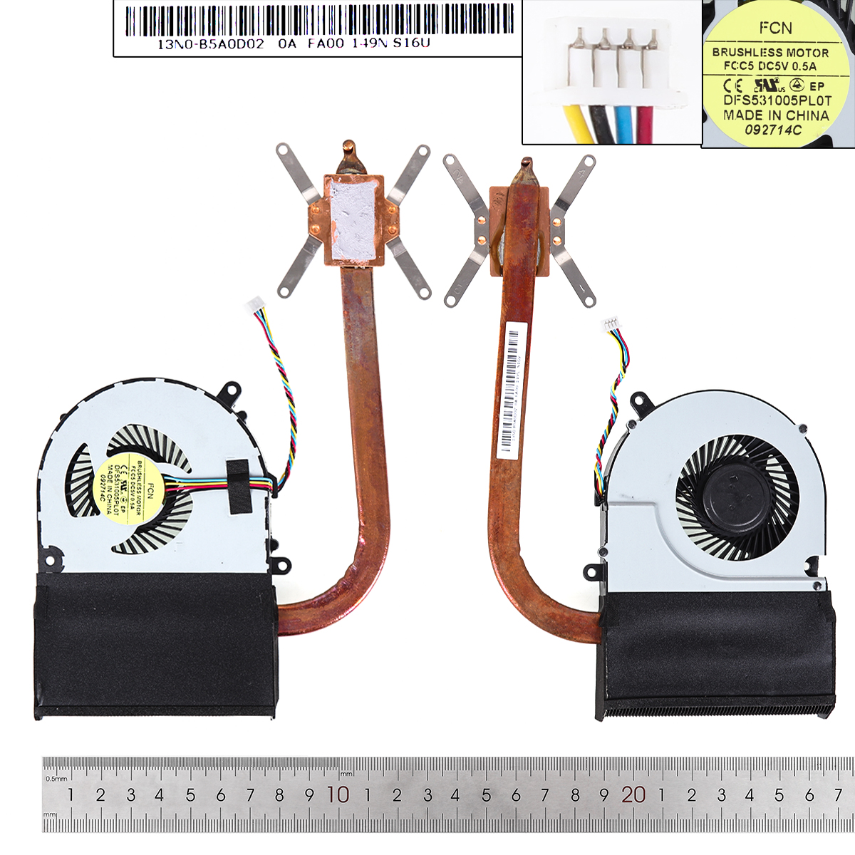 Picture of New Replacement CPU Cooling Fan For Lenovo  G700 G700AT G710 G710A (Integrated graphics,Heatsink) Oxidation on the surface DFS531005PL0T 13N0-B5A0D02 Layout
